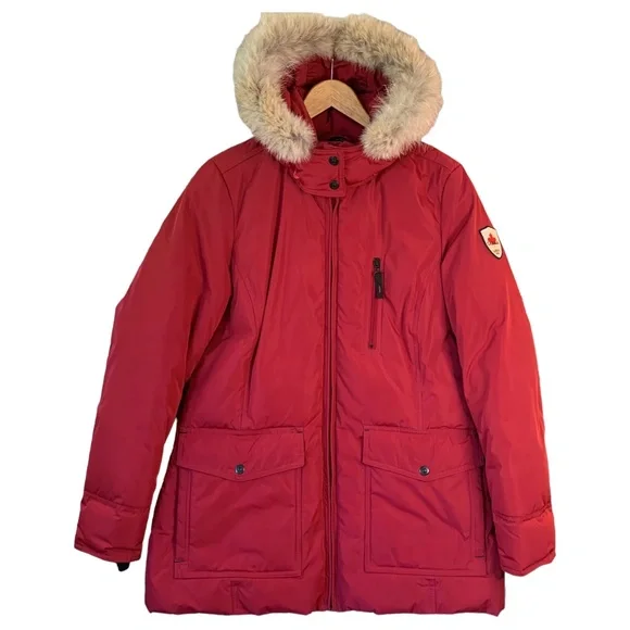 Jackets Coats Utex Red Down Winter Jacket Coat With Coyote Fur